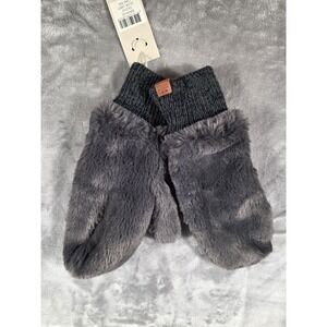 NWT Bickley + Mitchell Women's Dark Gray Faux Fur Mittens One Size